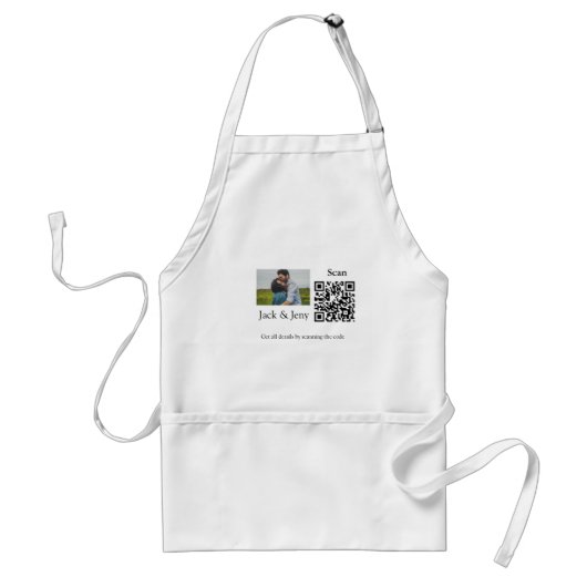 Einfacher minimaler Q R-Code Foto Name Text Throw Schürze (Vorne)