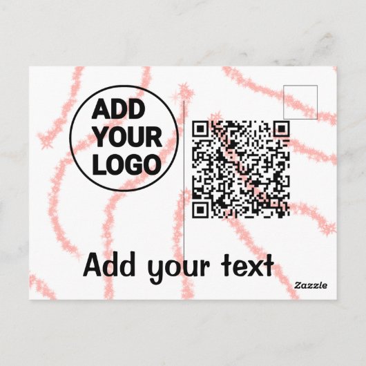 Einfacher minimaler q r Code Hinzufügen des Logo-S Postkarte (Rückseite)