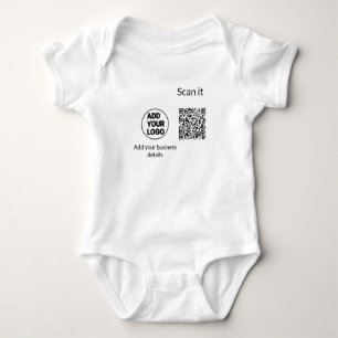 Einfacher minimaler q r Code Hinzufügen Logo Scan- Baby Strampler