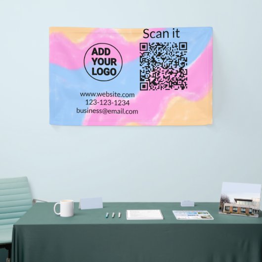 Einfacher minimaler q r Code Hinzufügen Logo Scan- Banner (Messeveranstaltung)