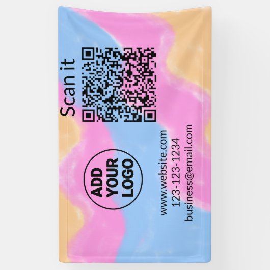 Einfacher minimaler q r Code Hinzufügen Logo Scan- Banner (Vertikal)