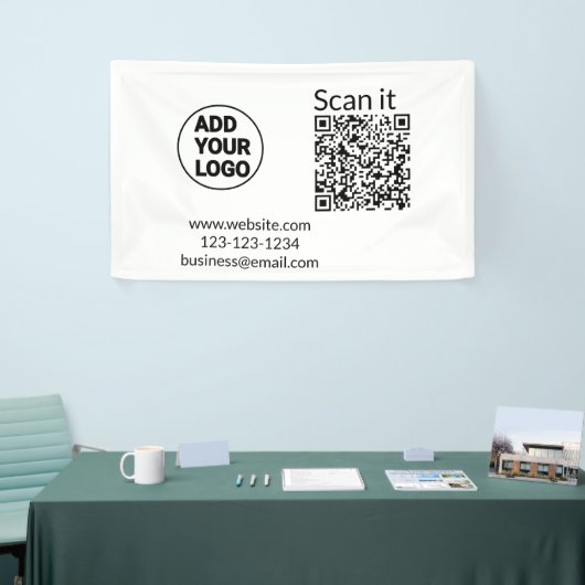 Einfacher minimaler q r Code Hinzufügen Logo Scan- Banner (Messeveranstaltung)