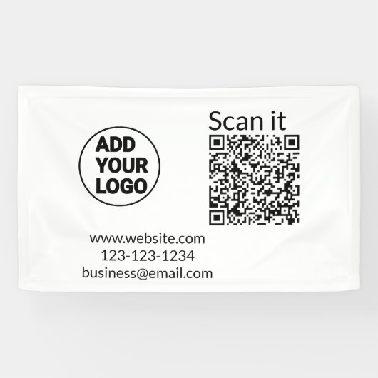 Einfacher minimaler q r Code Hinzufügen Logo Scan- Banner (Horizontal)