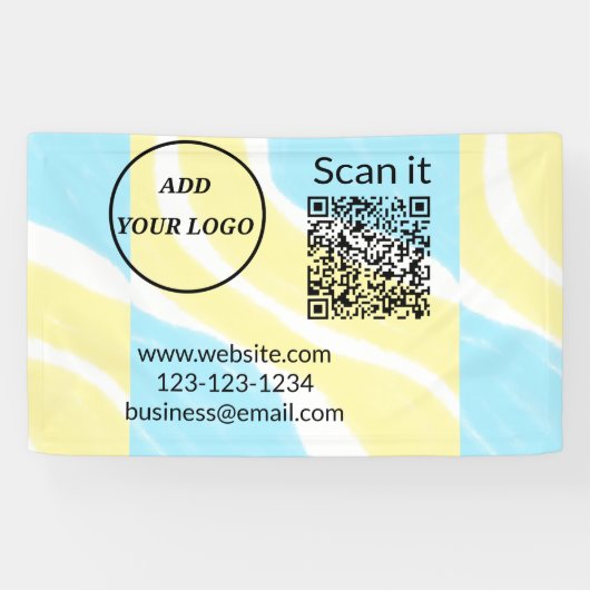 Einfacher minimaler q r Code Hinzufügen Logo Scan- Banner (Horizontal)