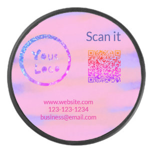 Einfacher minimaler q r Code Hinzufügen Logo Scan- Eishockey Puck