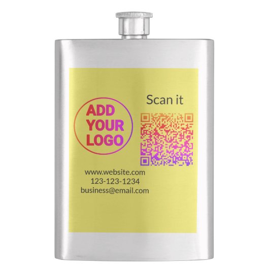 Einfacher minimaler q r Code Hinzufügen Logo Scan- Flachmann (Vorderseite)