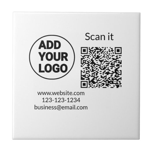 Einfacher minimaler q r Code Hinzufügen Logo Scan- Fliese (Vorderseite)