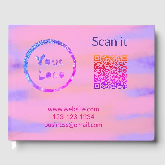 Einfacher minimaler q r Code Hinzufügen Logo Scan- Gästebuch (Vorderseite)