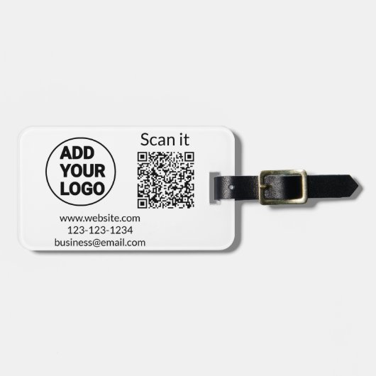 Einfacher minimaler q r Code Hinzufügen Logo Scan- Gepäckanhänger (Vorderseite horizontal)