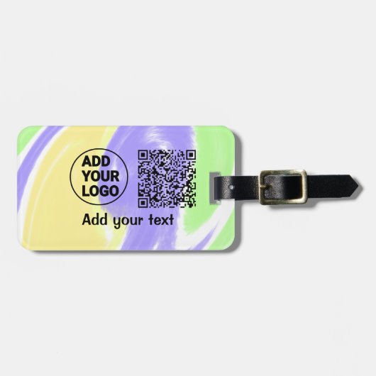 Einfacher minimaler q r Code Hinzufügen Logo-Scan- Gepäckanhänger (Vorderseite horizontal)