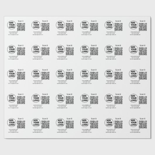 Einfacher minimaler q r Code Hinzufügen Logo Scan- Geschenkpapier (Flach)