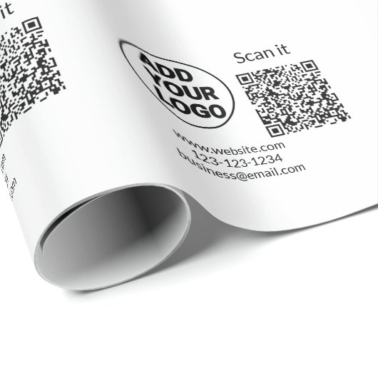 Einfacher minimaler q r Code Hinzufügen Logo Scan- Geschenkpapier (Rolleneckpunkt)