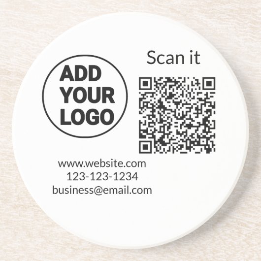 Einfacher minimaler q r Code Hinzufügen Logo Scan- Getränkeuntersetzer (Vorne)