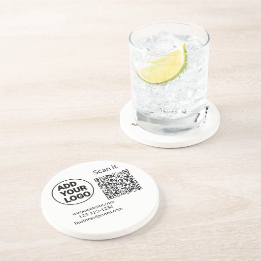 Einfacher minimaler q r Code Hinzufügen Logo Scan- Getränkeuntersetzer (Seite)