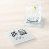 Einfacher minimaler q r Code Hinzufügen Logo Scan- Glasuntersetzer (Schrägansicht)