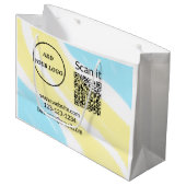 Einfacher minimaler q r Code Hinzufügen Logo Scan- Große Geschenktüte (Vorderseite Schrägansicht)