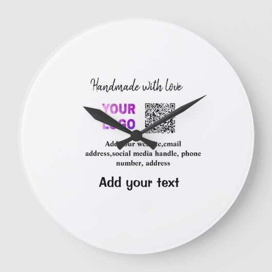 Einfacher minimaler q r Code Hinzufügen Logo-Scan- Große Wanduhr (Vorderseite)