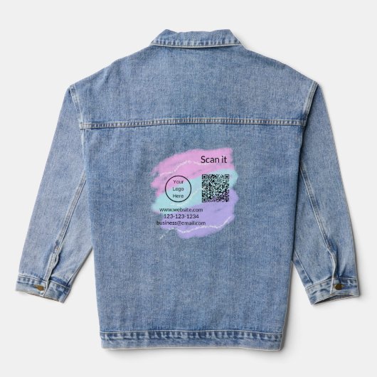 Einfacher minimaler q r Code Hinzufügen Logo Scan- Jeansjacke (Rückseite)