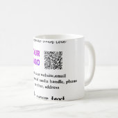 Einfacher minimaler q r Code Hinzufügen Logo-Scan- Kaffeetasse (VorderseiteRechts)