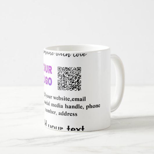 Einfacher minimaler q r Code Hinzufügen Logo-Scan- Kaffeetasse (VorderseiteRechts)