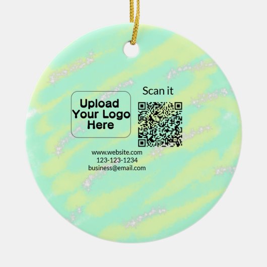 Einfacher minimaler q r Code Hinzufügen Logo Scan- Keramik Ornament (Vorne)