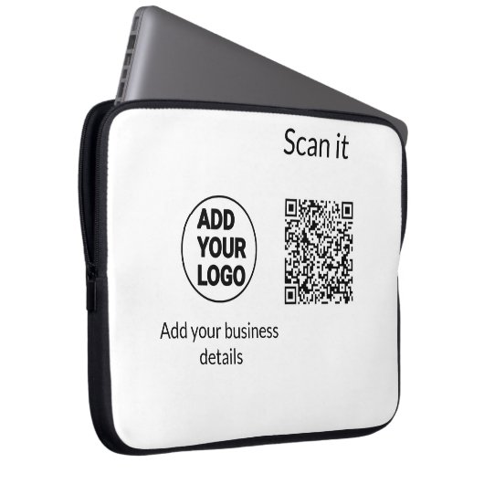 Einfacher minimaler q r Code Hinzufügen Logo Scan- Laptopschutzhülle (Vorne Rechts)