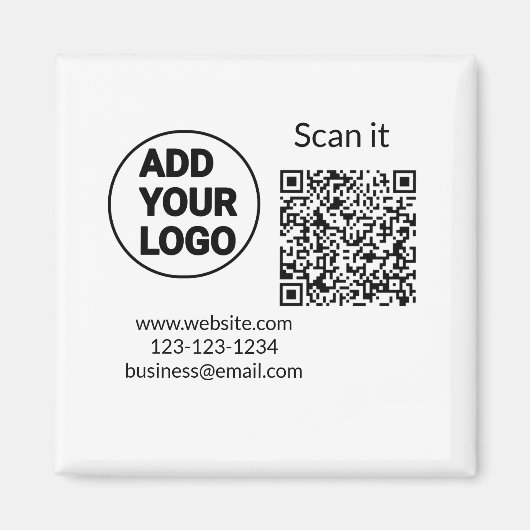 Einfacher minimaler q r Code Hinzufügen Logo Scan- Magnet (Vorne)