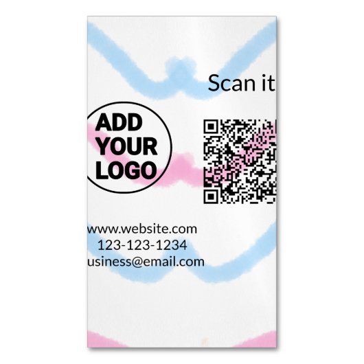 Einfacher minimaler q r Code Hinzufügen Logo Scan- Magnetische Visitenkarte (Vorderseite Vertikal)