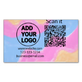 Einfacher minimaler q r Code Hinzufügen Logo Scan- Magnetische Visitenkarte (Vorderseite)