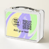 Einfacher minimaler q r Code Hinzufügen Logo-Scan- Metall Brotdose (Rückseite)