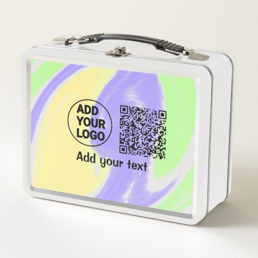 Einfacher minimaler q r Code Hinzufügen Logo-Scan- Metall Brotdose (Vorderseite)
