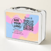 Einfacher minimaler q r Code Hinzufügen Logo Scan- Metall Brotdose (Rückseite)