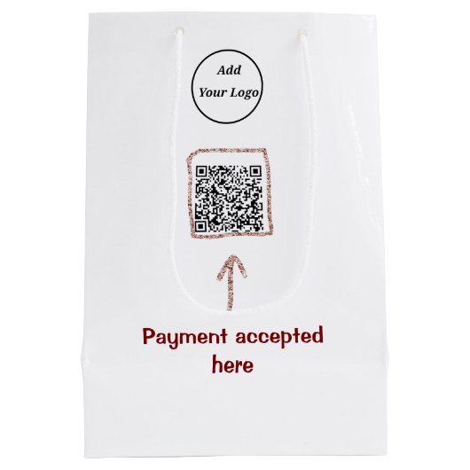 Einfacher minimaler q r Code Hinzufügen Logo-Scan- Mittlere Geschenktüte (Rückseite)