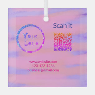 Einfacher minimaler q r Code Hinzufügen Logo Scan- Ornament Aus Glas