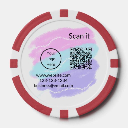 Einfacher minimaler q r Code Hinzufügen Logo Scan- Pokerchips (Vorderseite)