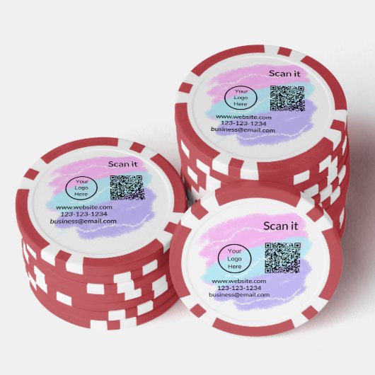 Einfacher minimaler q r Code Hinzufügen Logo Scan- Pokerchips (Stapel)