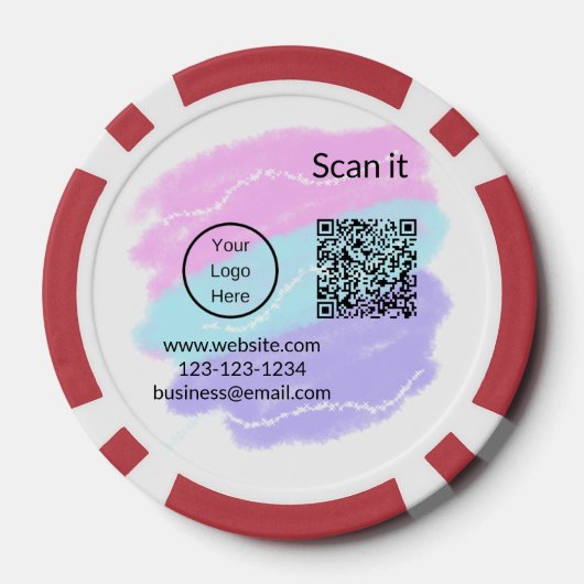 Einfacher minimaler q r Code Hinzufügen Logo Scan- Pokerchips (Rückseite)