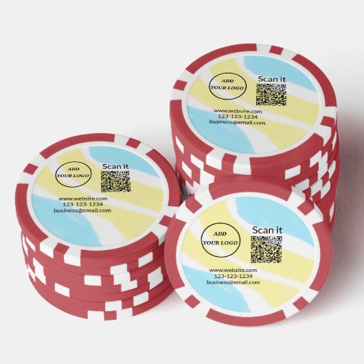 Einfacher minimaler q r Code Hinzufügen Logo Scan- Pokerchips (Stapel)