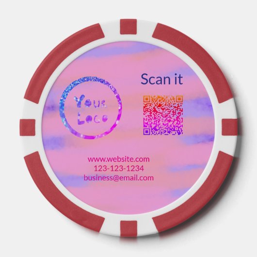 Einfacher minimaler q r Code Hinzufügen Logo Scan- Pokerchips (Vorderseite)