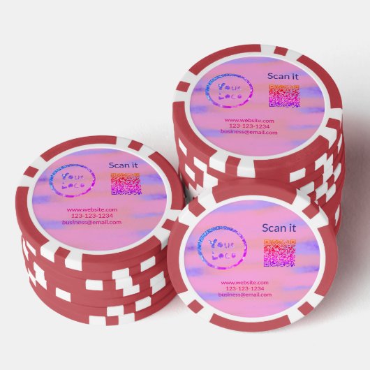 Einfacher minimaler q r Code Hinzufügen Logo Scan- Pokerchips (Stapel)