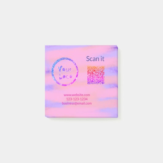 Einfacher minimaler q r Code Hinzufügen Logo Scan- Post-it Klebezettel (Vorderseite)