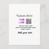 Einfacher minimaler q r Code Hinzufügen Logo-Scan- Postkarte (Vorderseite)