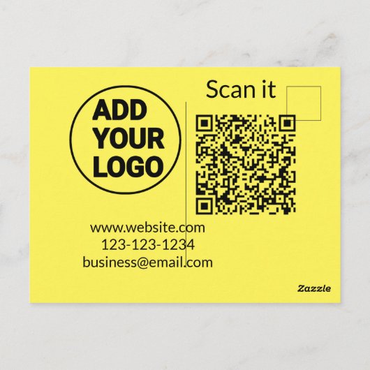 Einfacher minimaler q r Code Hinzufügen Logo Scan- Postkarte (Rückseite)