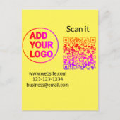 Einfacher minimaler q r Code Hinzufügen Logo Scan- Postkarte (Vorderseite)
