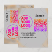 Einfacher minimaler q r Code Hinzufügen Logo Scan- Postkarte (Vorne/Hinten)