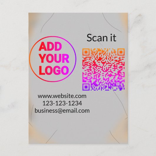 Einfacher minimaler q r Code Hinzufügen Logo Scan- Postkarte (Vorderseite)