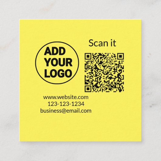 Einfacher minimaler q r Code Hinzufügen Logo Scan- Quadratische Visitenkarte (Rückseite)