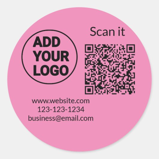 Einfacher minimaler q r Code Hinzufügen Logo Scan- Runder Aufkleber (Vorderseite)