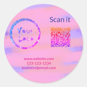 Einfacher minimaler q r Code Hinzufügen Logo Scan- Runder Aufkleber