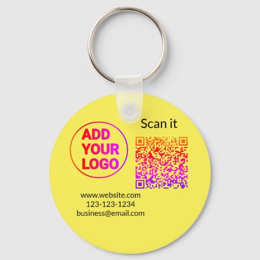 Einfacher minimaler q r Code Hinzufügen Logo Scan- Schlüsselanhänger (Vorderseite)